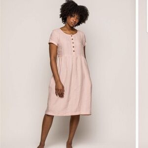 Pyne & Smith Model No. 11 Shell Pink Stripe Linen Dress size XL